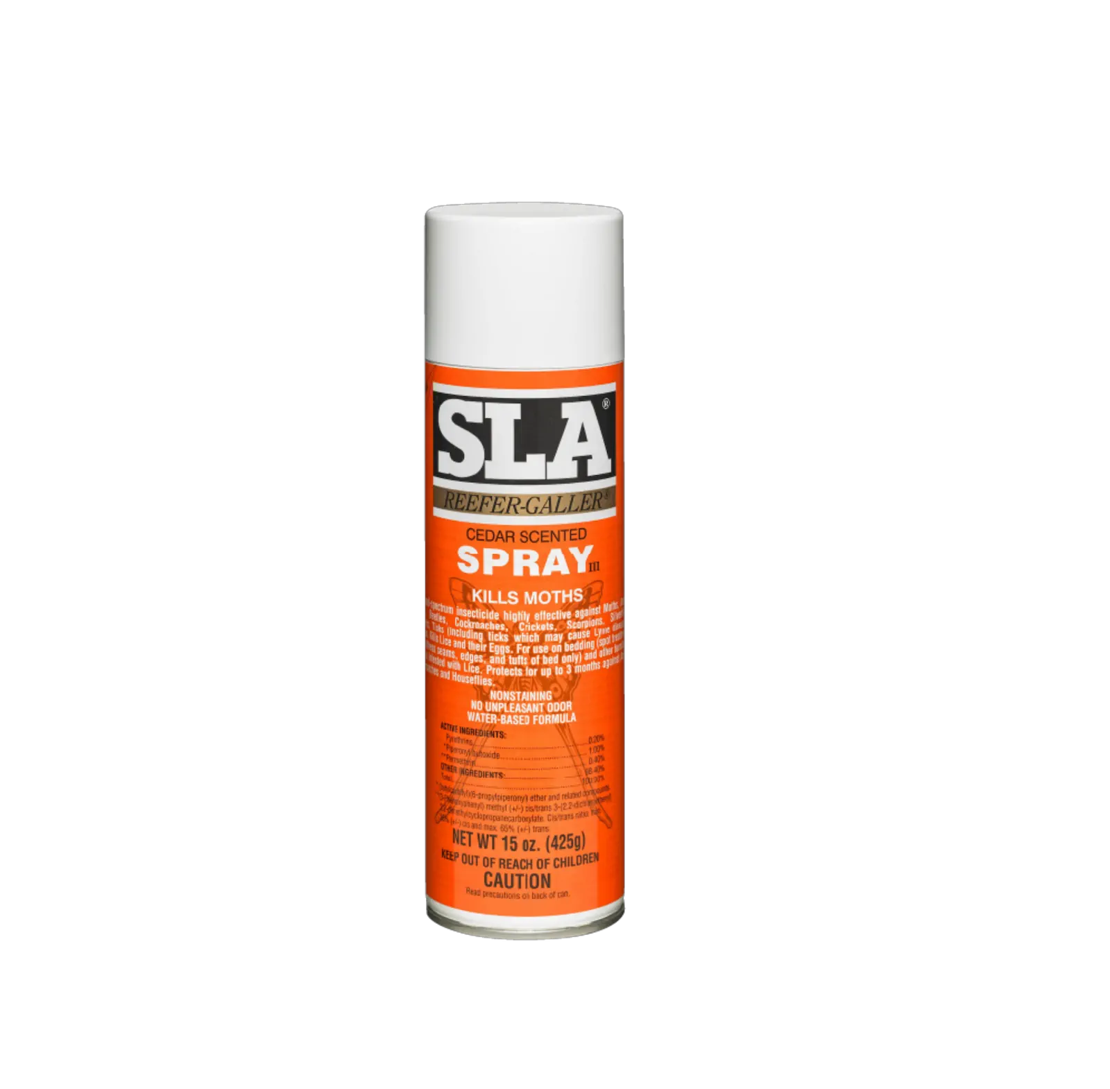 Reefer-Galler SLA spray and moth-tek packets in a cedar-lined drawer.
